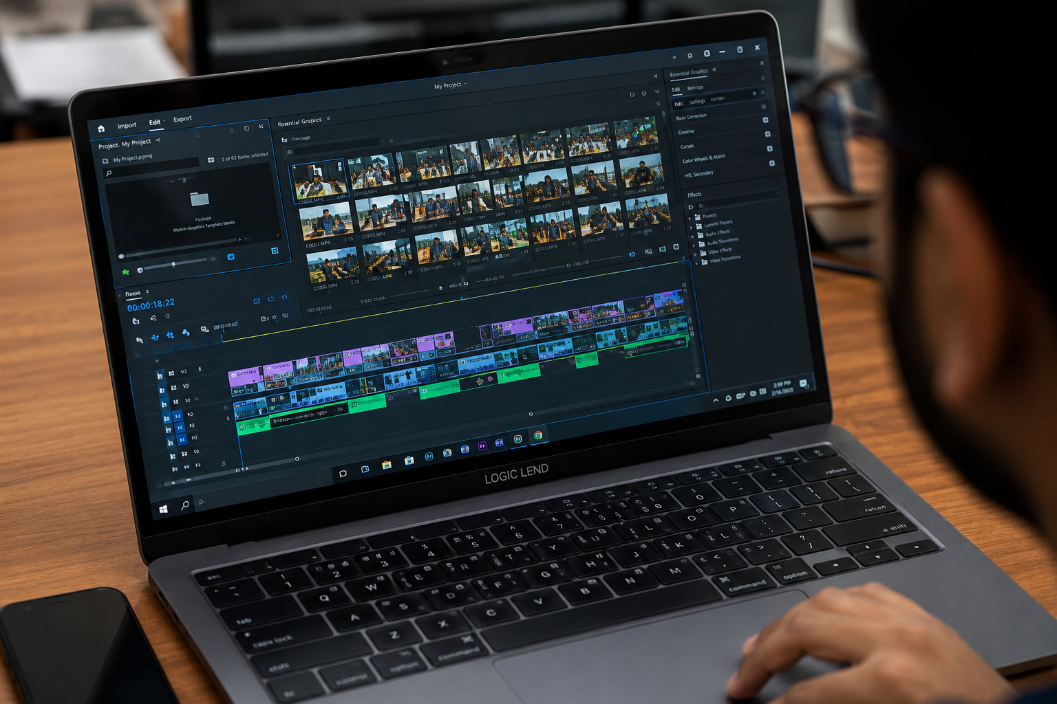 Video editing timeline on Premiere Pro